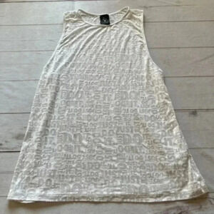 Nike Pro Dri Fit Just Do It Burnout Tank White Muscle Tee Semi Sheer